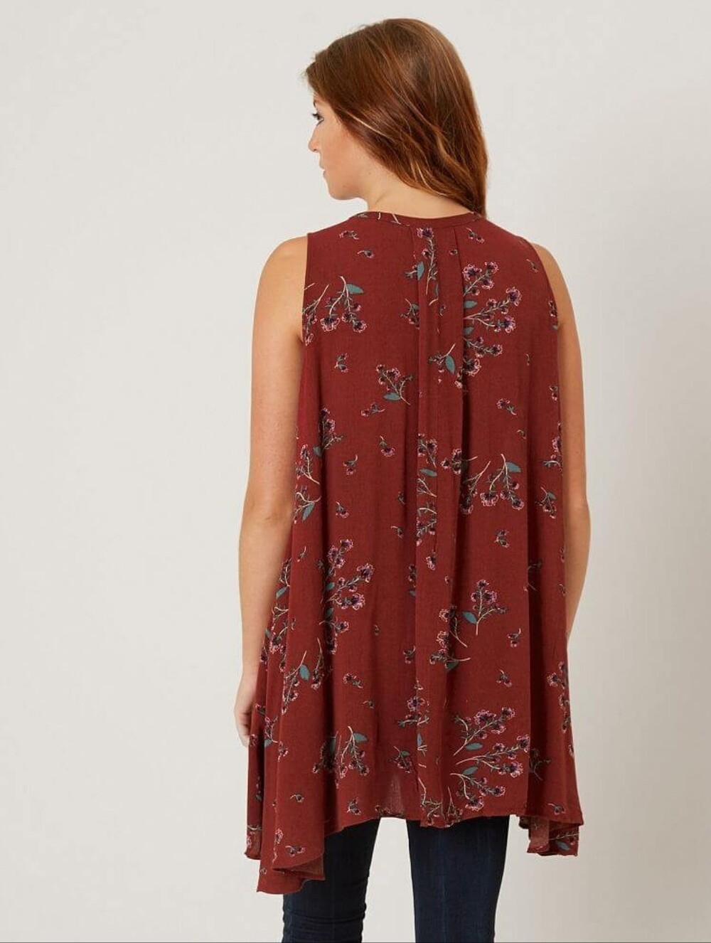 Free People Tree Swing Tank Top Crimson Sleeveless Keyhole Womens Medium - Picture 2 of 10